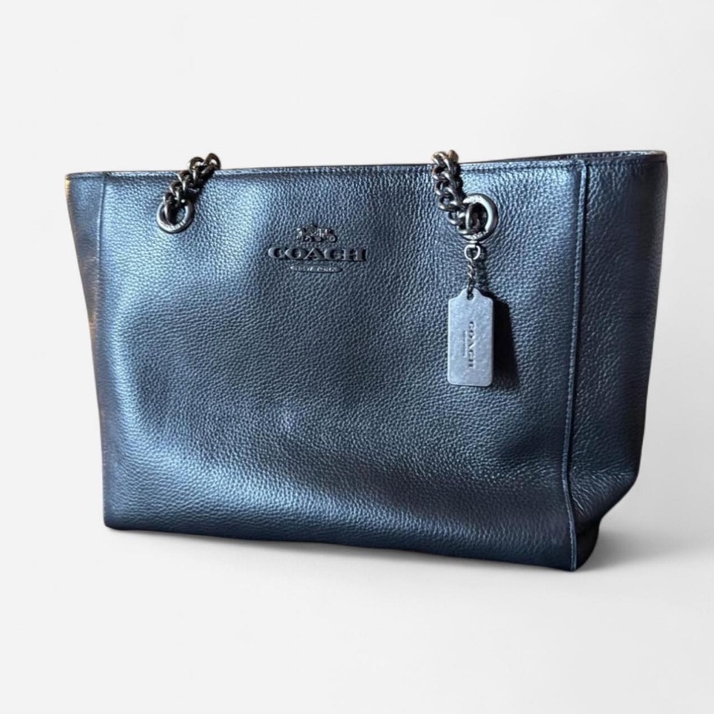 Coach Black Leather Tote Bag
